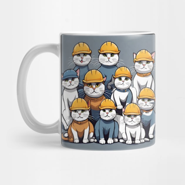 cute group of kittens wearing a hard hat by cloudviewv2